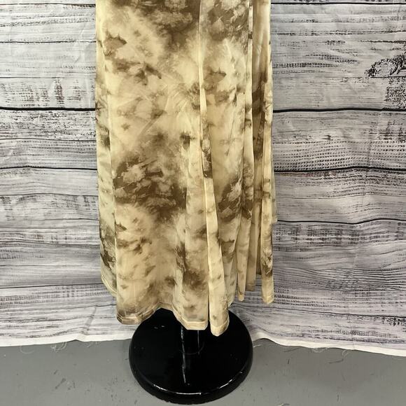Moon River Skirt size Large Ivory Brown Mesh Sheer Midi Flared Stretch Modest - Picture 8 of 10